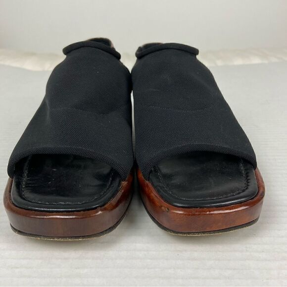 Donald J Pliner Black & Brown Wedged Platform Sole Sling Back Sandals Size 7.5N - Picture 12 of 12